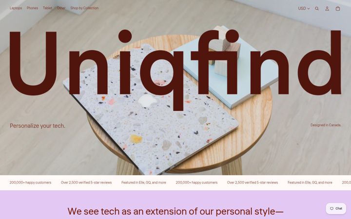 Ekrano kopija uniqfind.com