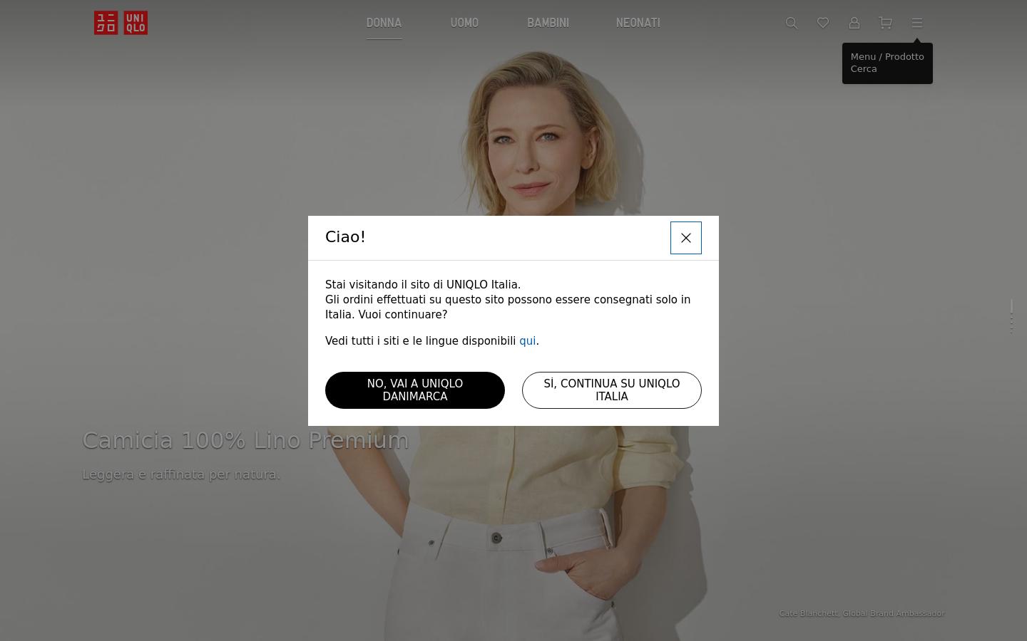 Screenshot of uniqlo.com