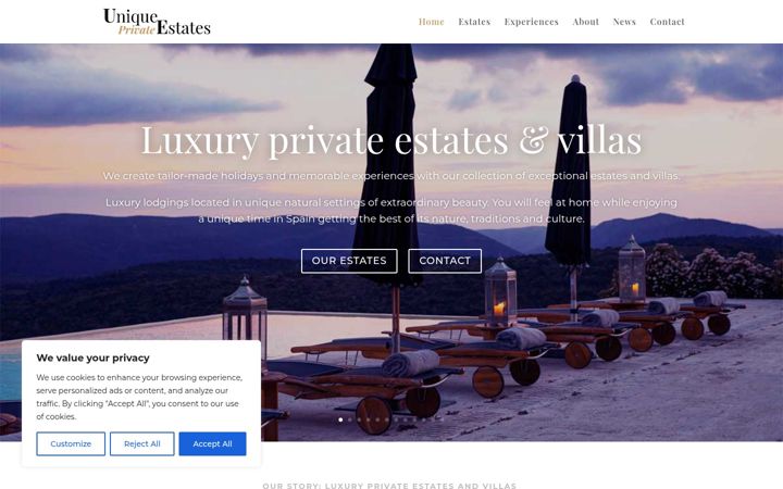 Екранна снимка на uniqueprivateestates.com