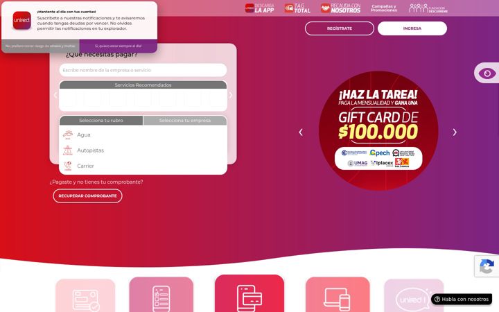 Screenshot of unired.cl