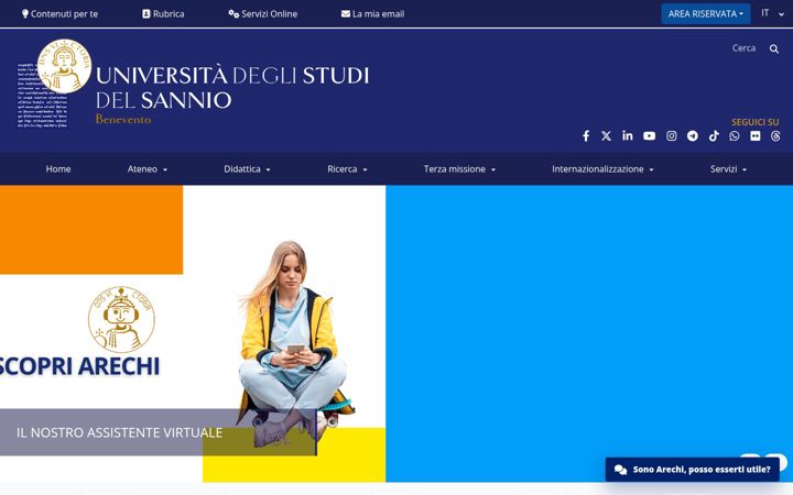 Ekrano kopija unisannio.it