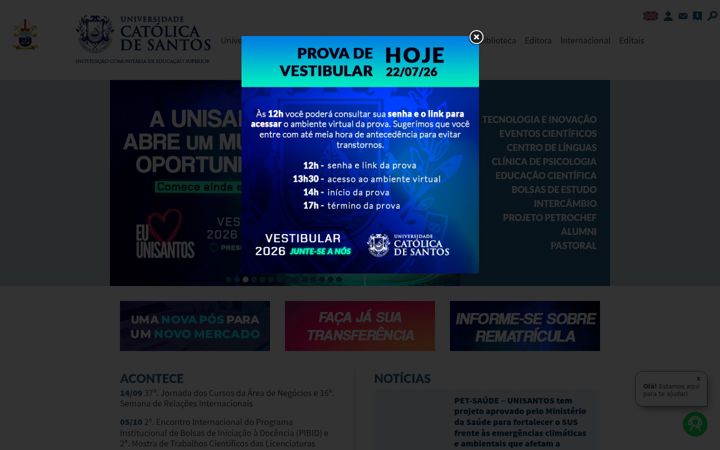 Screenshot of unisantos.br