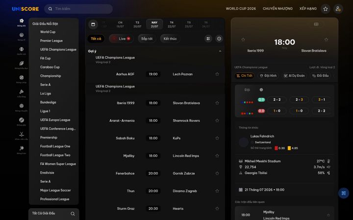 Ekrano kopija uniscore.com
