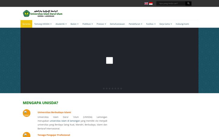 Screenshot of unisda.ac.id