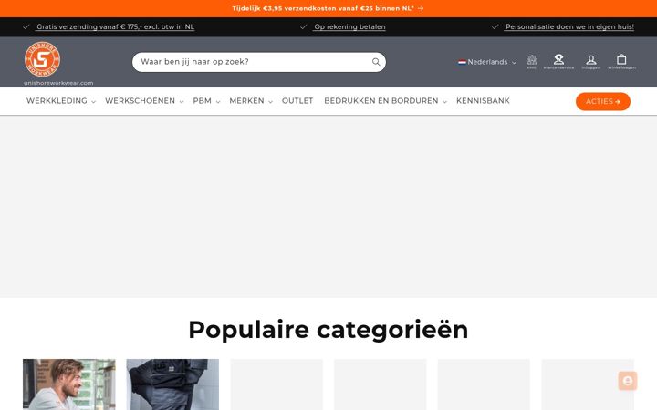 Skärmbild av unishoreworkwear.com