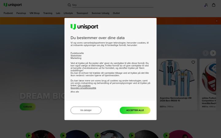 Screenshot of unisport.dk