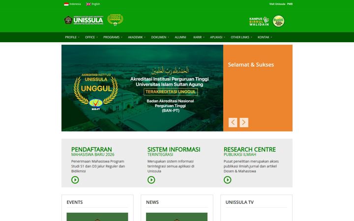 Screenshot of unissula.ac.id