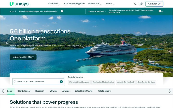 Екранна снимка на unisys.com