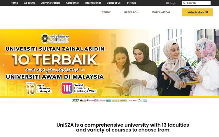 Screenshot of unisza.edu.my