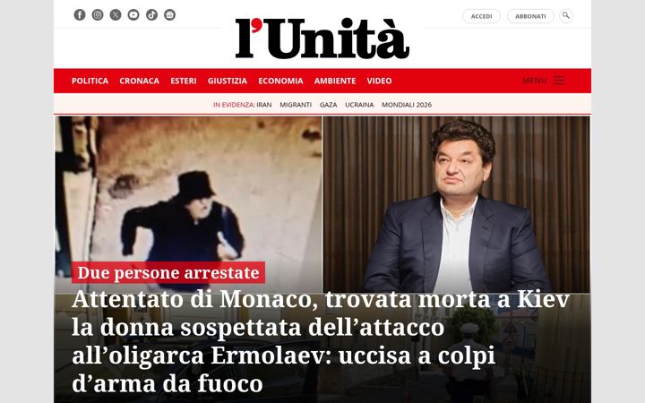 Screenshot of unita.it