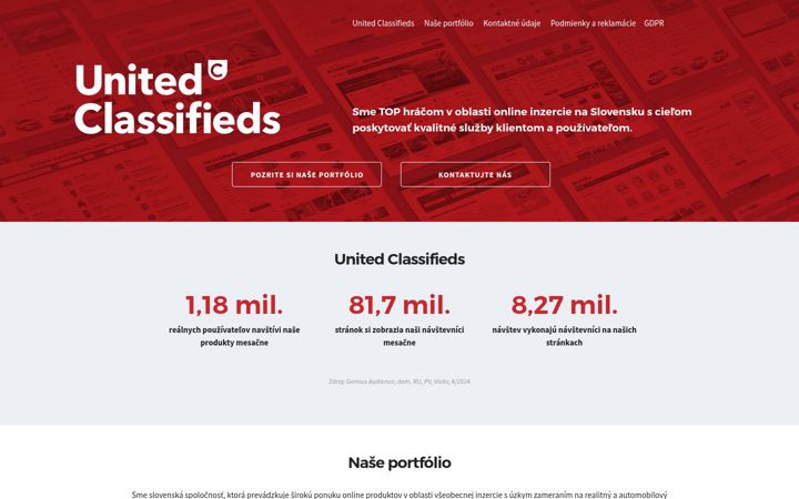 Screenshot of unitedclassifieds.sk