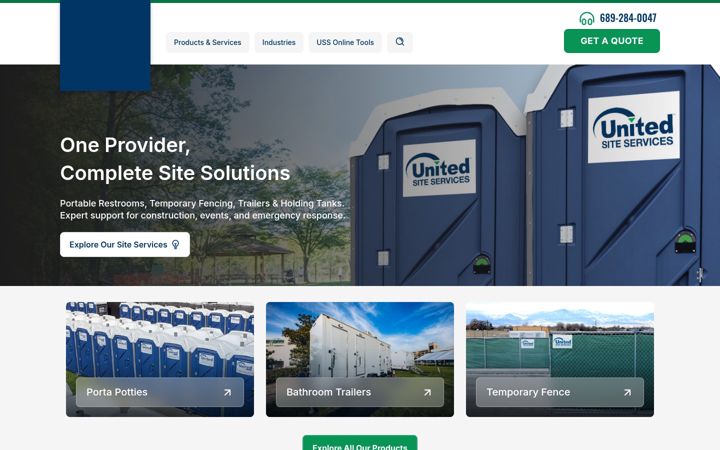 Kuvakaappaus sivustosta unitedsiteservices.com