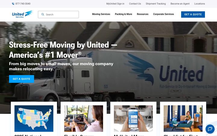 Screenshot of unitedvanlines.com