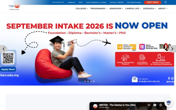 Screenshot von uniten.edu.my
