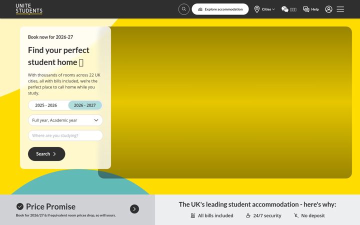 Screenshot of unitestudents.com