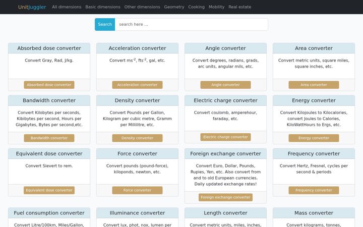 Screenshot of unitjuggler.com