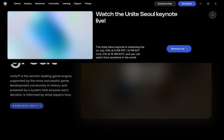Captura de pantalla de unity.com