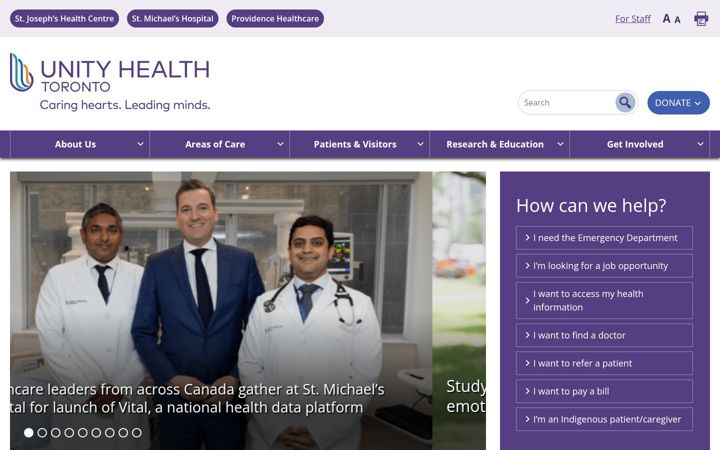 Ekrano kopija unityhealth.to