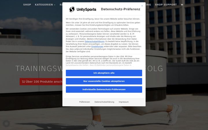 Snímek obrazovky unitysports.de