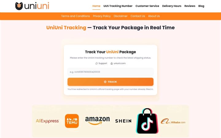 Screenshot of uniunitrackings.com