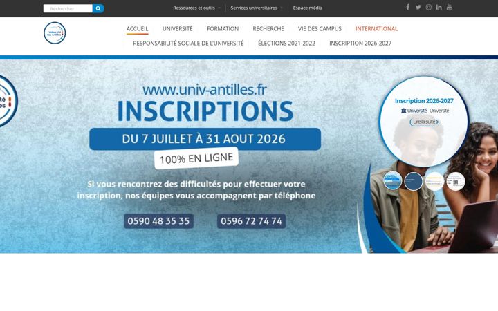 Screenshot of univ-antilles.fr