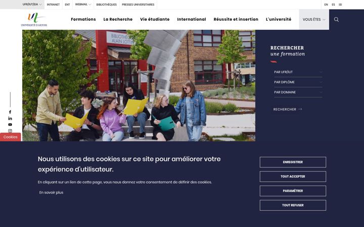 Screenshot of univ-artois.fr