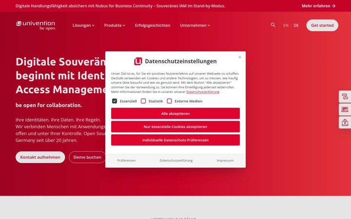 Screenshot von univention.de