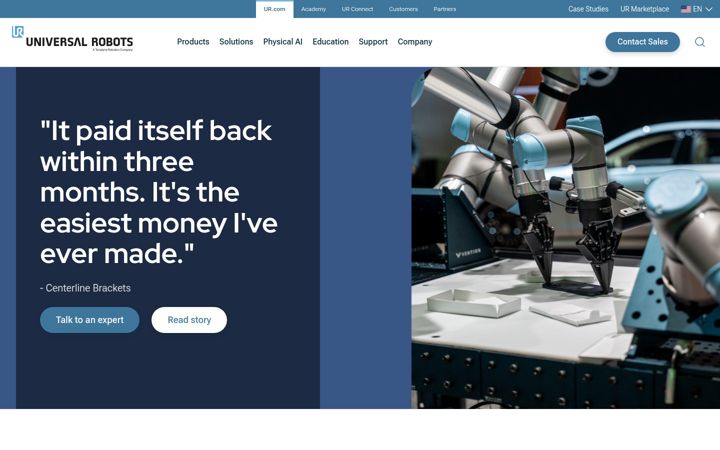 Screenshot von universal-robots.com