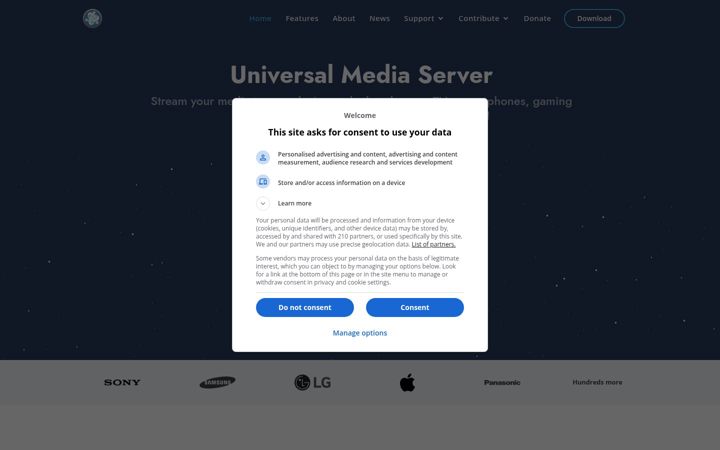 Screenshot of universalmediaserver.com