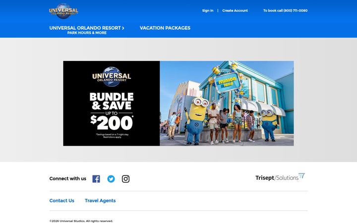 Screenshot of universalorlandovacations.com