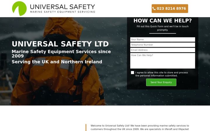 Skärmbild av universalsafety.uk