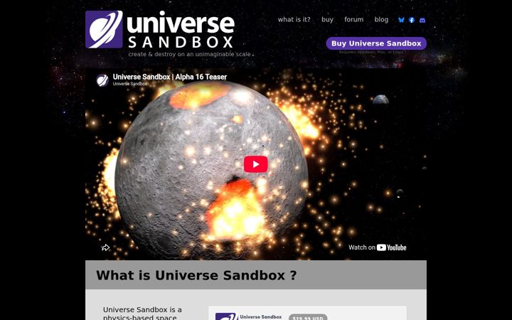 Screenshot of universesandbox.com