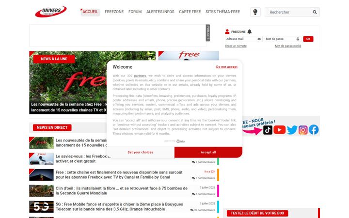 Screenshot of universfreebox.com