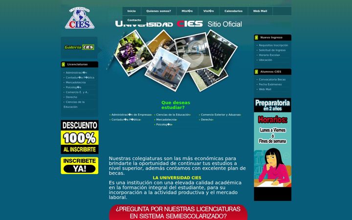 Ekrano kopija universidadcies.com