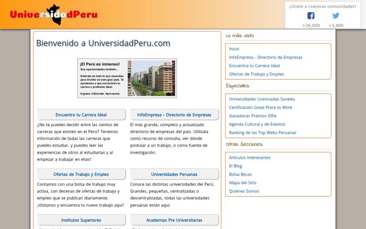 Screenshot of universidadperu.com