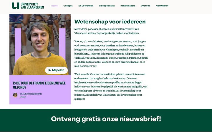 Screenshot of universiteitvanvlaanderen.be