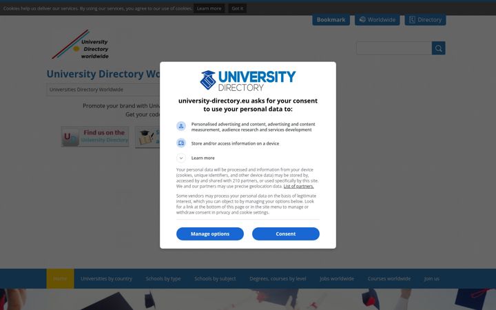 Ekrano kopija university-directory.eu
