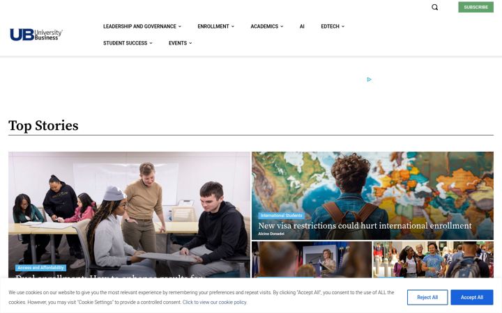 Screenshot of universitybusiness.com