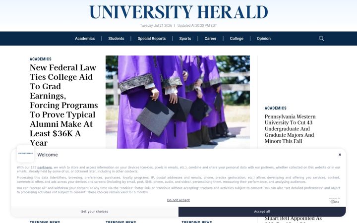 Screenshot of universityherald.com