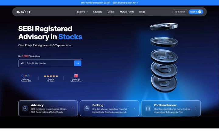 Screenshot of univest.in