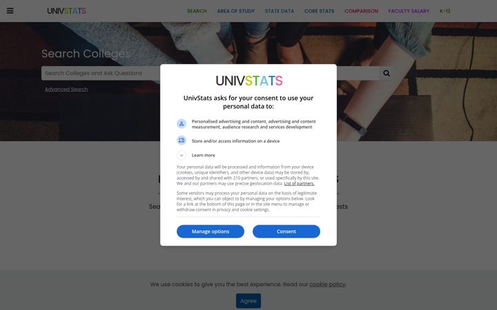 Screenshot of univstats.com