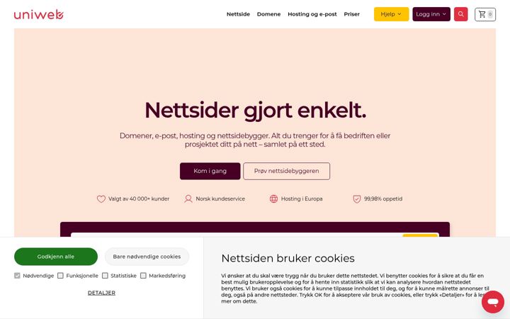 Screenshot of uniweb.no