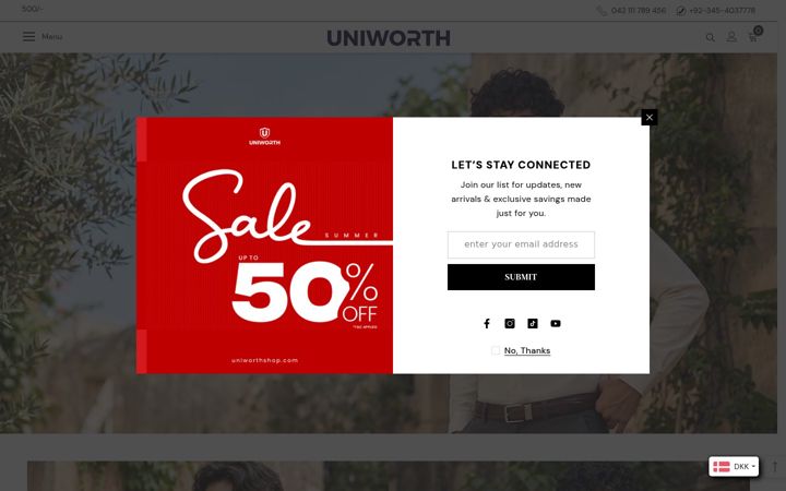 Screenshot of uniworthshop.com