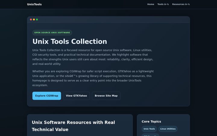 Snímek obrazovky unixtools.org