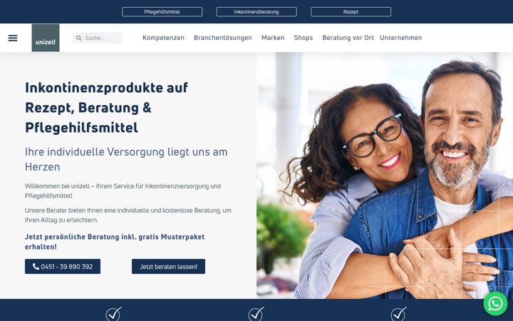 Screenshot stránky unizell.de