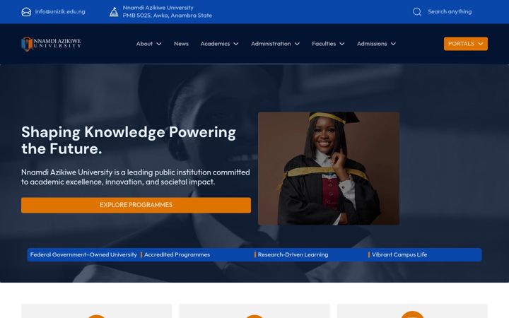Screenshot of unizik.edu.ng