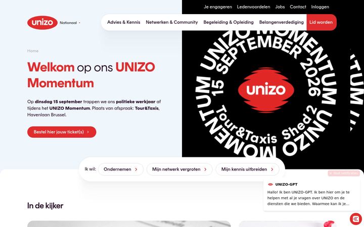 Screenshot of unizo.be