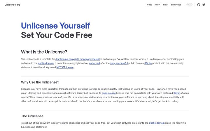 Screenshot of unlicense.org