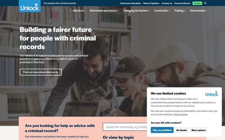 Screenshot of unlock.org.uk