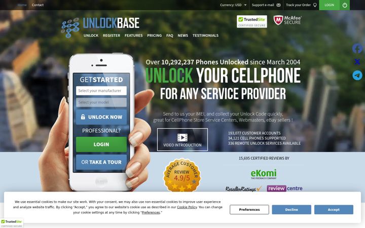 Screenshot di unlockbase.com
